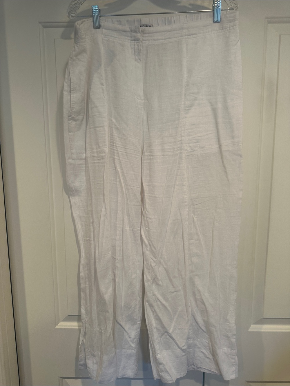 NIC+ZOE White Wide-Leg Linen Blend Trousers